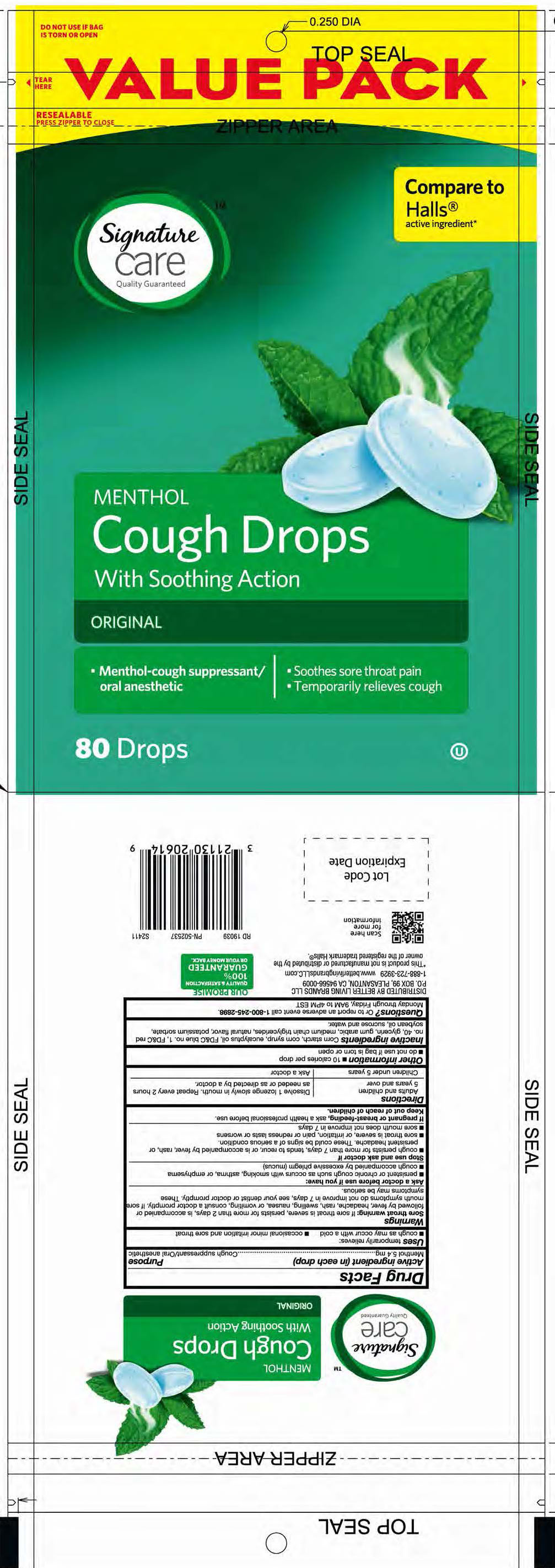 Signature Care Menthol 80ct Cough Drops