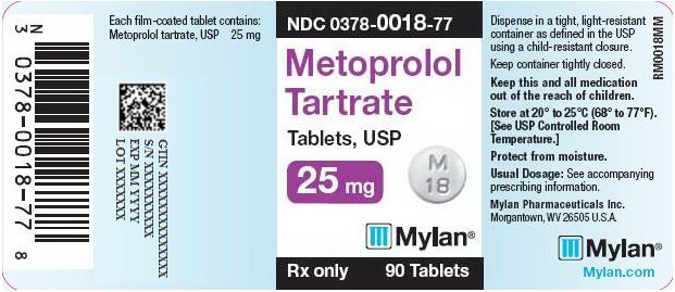 Metoprolol Tartrate Tablets 25 mg Bottle Label