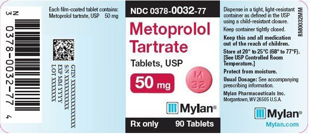 Metoprolol Tartrate Tablets 50 mg Bottle Label