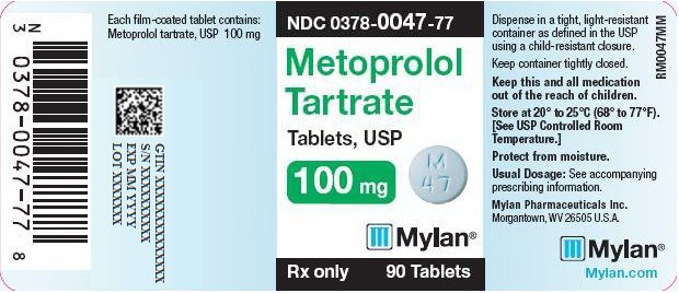Metoprolol Tartrate Tablets 100 mg Bottle Label