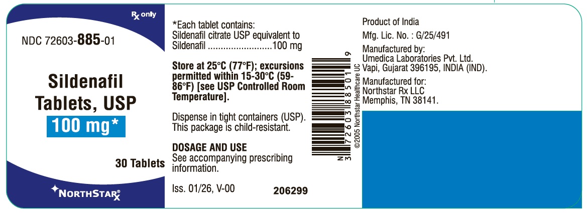 Sildenafil Citrate Tablets 100 mg - NDC: <a href=/NDC/72603-885-01>72603-885-01</a> - 30 Tablets Label