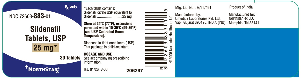 Sildenafil Citrate Tablets 25 mg - NDC: <a href=/NDC/72603-883-01>72603-883-01</a> - 30 Tablets Label