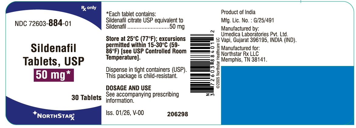 Sildenafil Citrate Tablets 50 mg - NDC: <a href=/NDC/72603-884-01>72603-884-01</a> - 30 Tablets Label