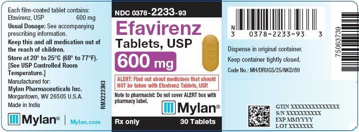 Efavirenz Tablets 600 mg Bottle Label