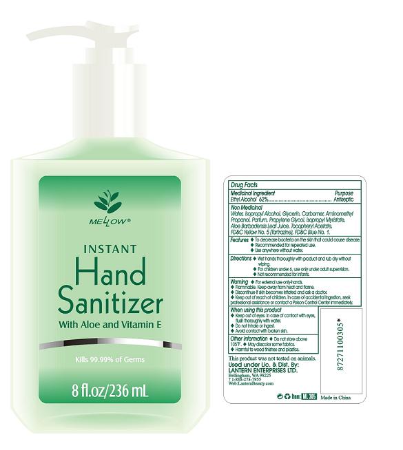 Lantern Enterprises Hand Sanitizer Aloe 8 oz 50154-0030-5