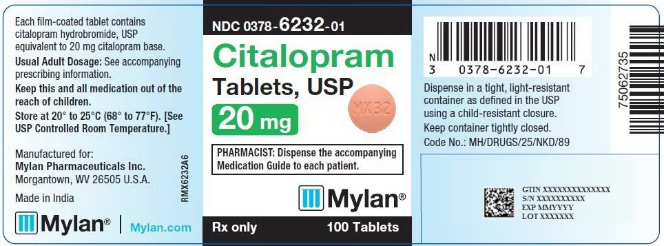 Citalopram Tablets 20 mg Bottle Label