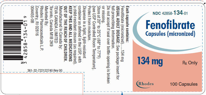 Fenofibrate Capsules [micronized] 134 mg, 100s Label