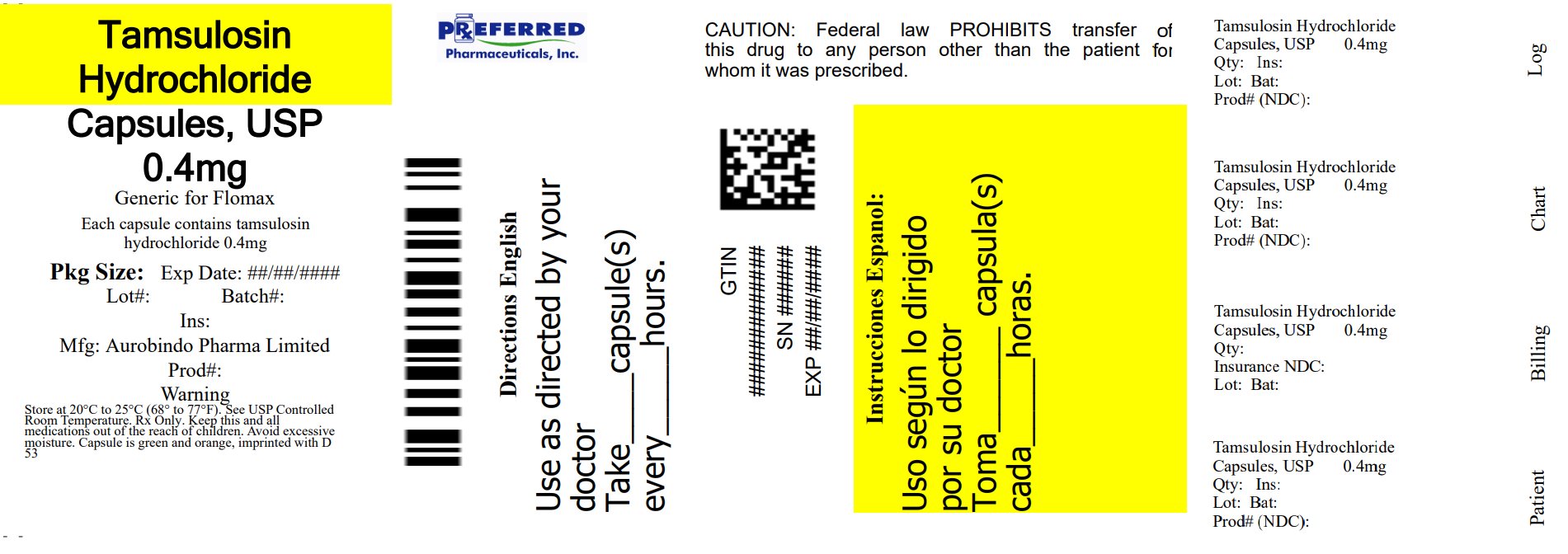 Tamsulosin Hydrochloride Capsules USP 0.4mg