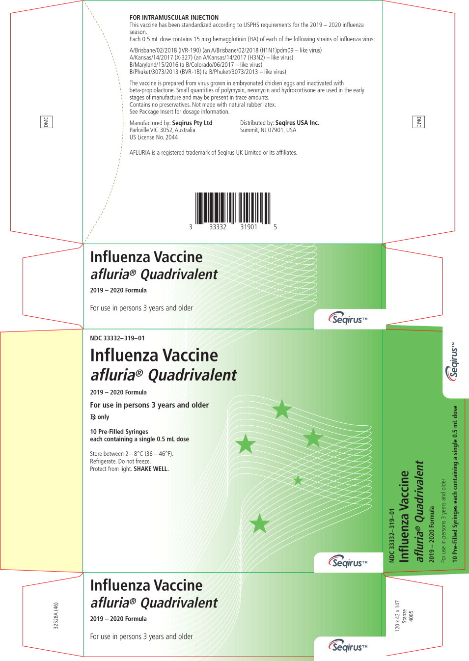 AFLURIA QUADRIVALENT (influenza a virus a/brisbane/02/2018 ivr190