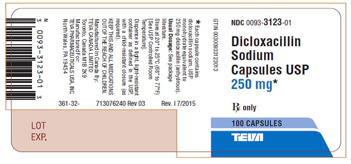 Dicloxacillin Sodium Capsules USP 250 mg 100s Label