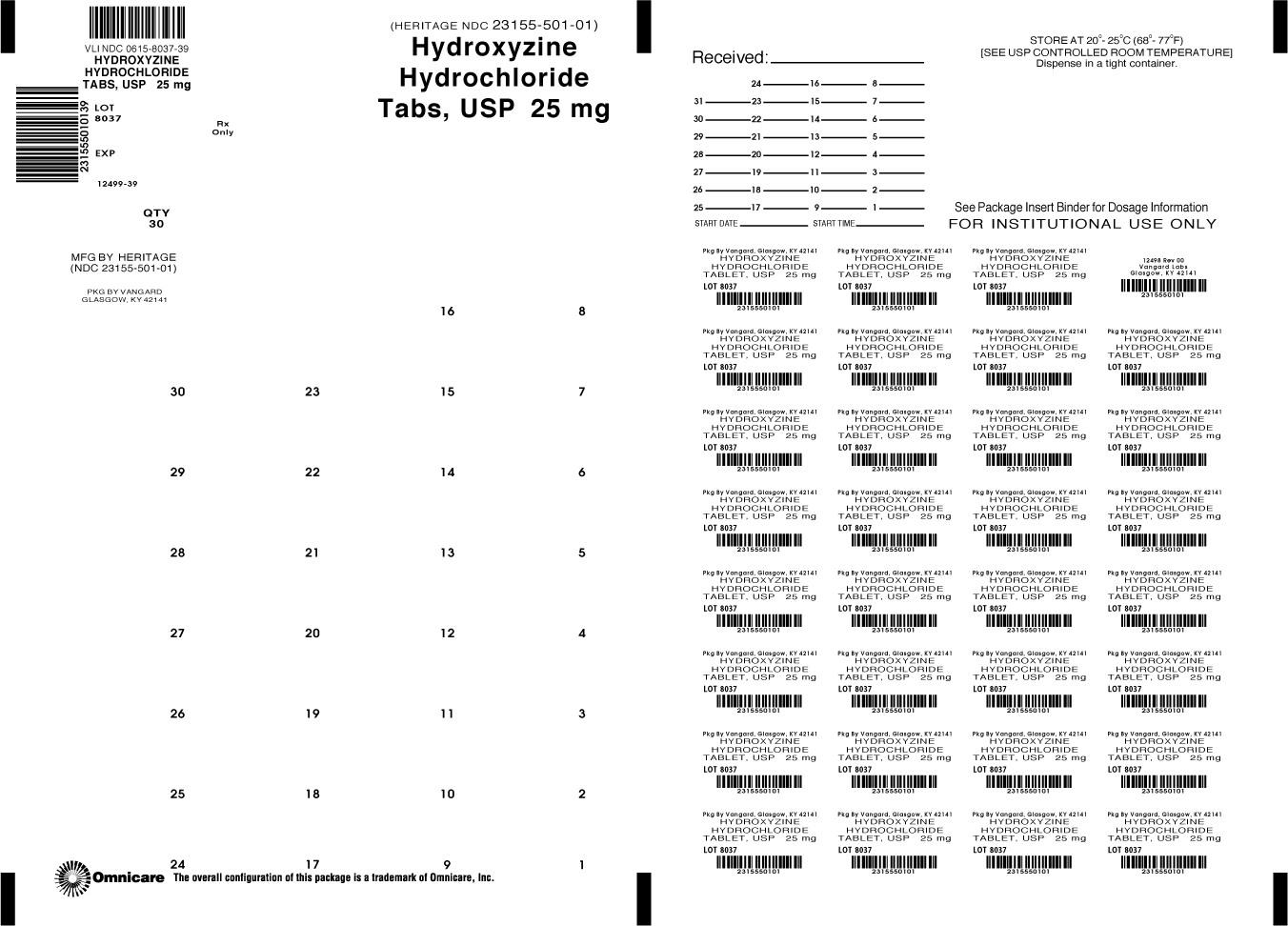 Hydroxyzine HCl Tab 25mg