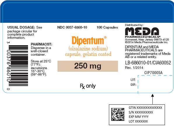 Dipentum Capsules 250 mg Bottle Label