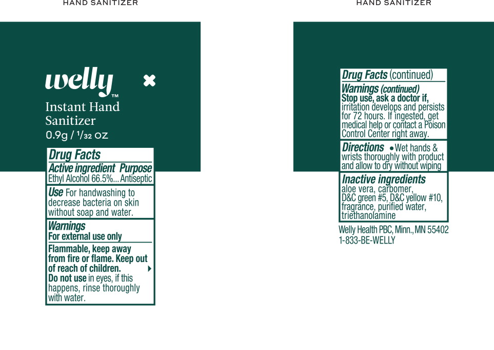 Principal Display Panel - Welly Health Instant Hand Sanitizer Pouch Label

