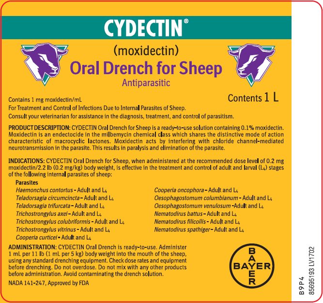 Cydectin (moxidectin) Oral Drench for Sheep front label