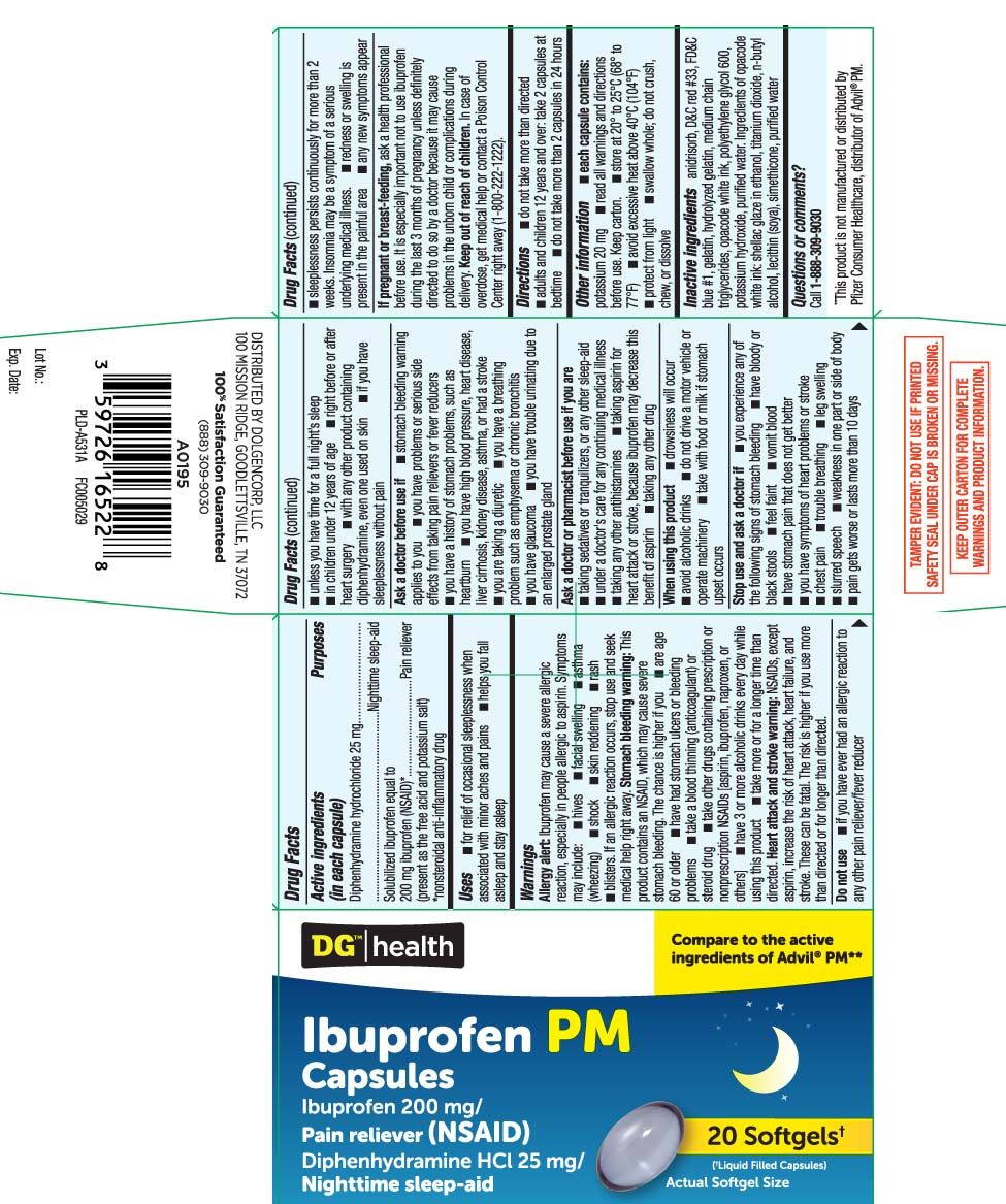 Diphenhydramine Hydrochloride 25 mg Solubilized ibuprofen equal to 200 mg ibuprofen (NSAID)* (present as the free acid and potassium salt) *nonsteroidal anti-inflammatory drug