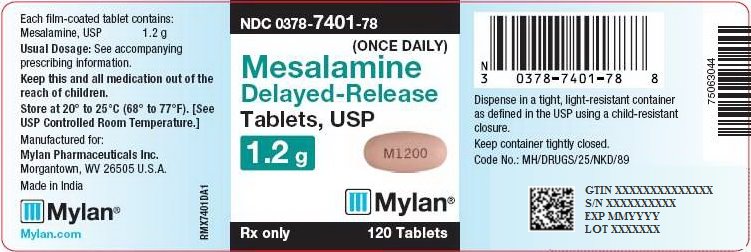 Mesalamine Delayed-Release Tablets, USP 1.2 g Bottle Label