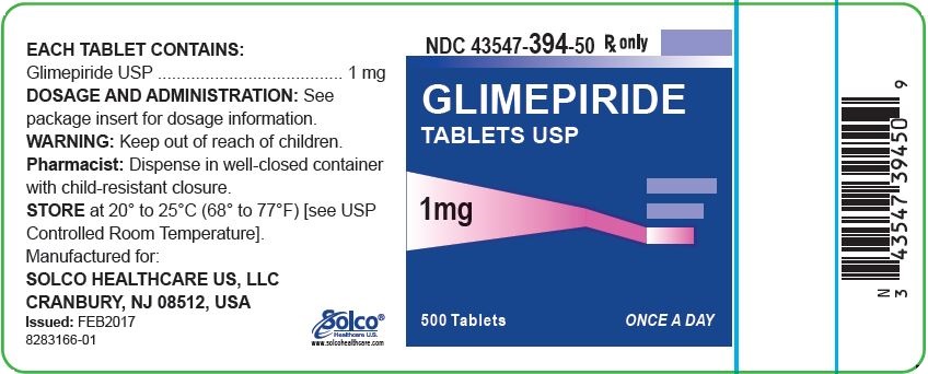 This is the image of the label for Glimepiride Tablets USP 1 mg 100 count.