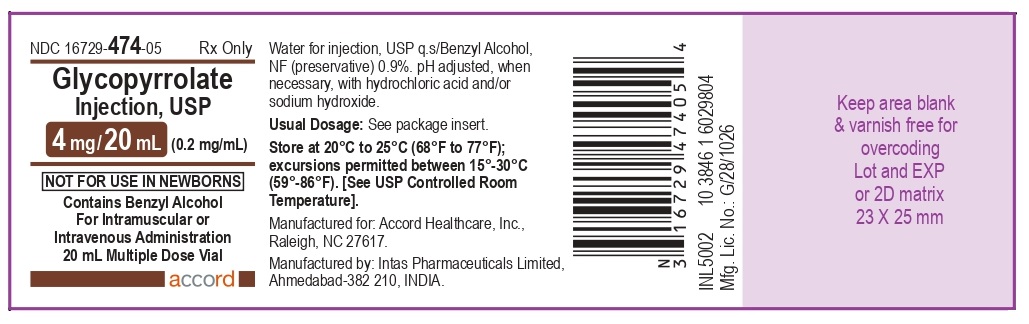 Glycopyrrolate injection, USP 4 mg/20 mL (0.2 mg/mL) 20 mL Multiple Dose Vial