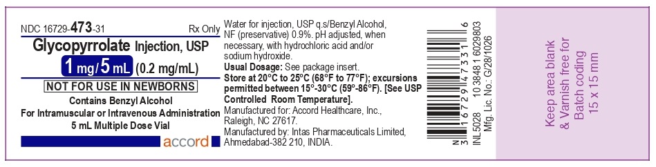 Glycopyrrolate injection, USP 1 mg/5 mL 1 mL Single Dose Vial