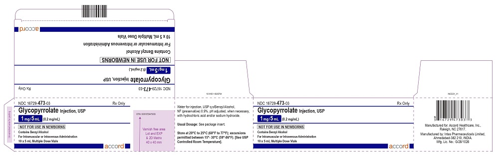 Glycopyrrolate injection, USP 1 mg/5 mL (0.2 mg/mL) 10 x 5 mL Multiple Dose Vial