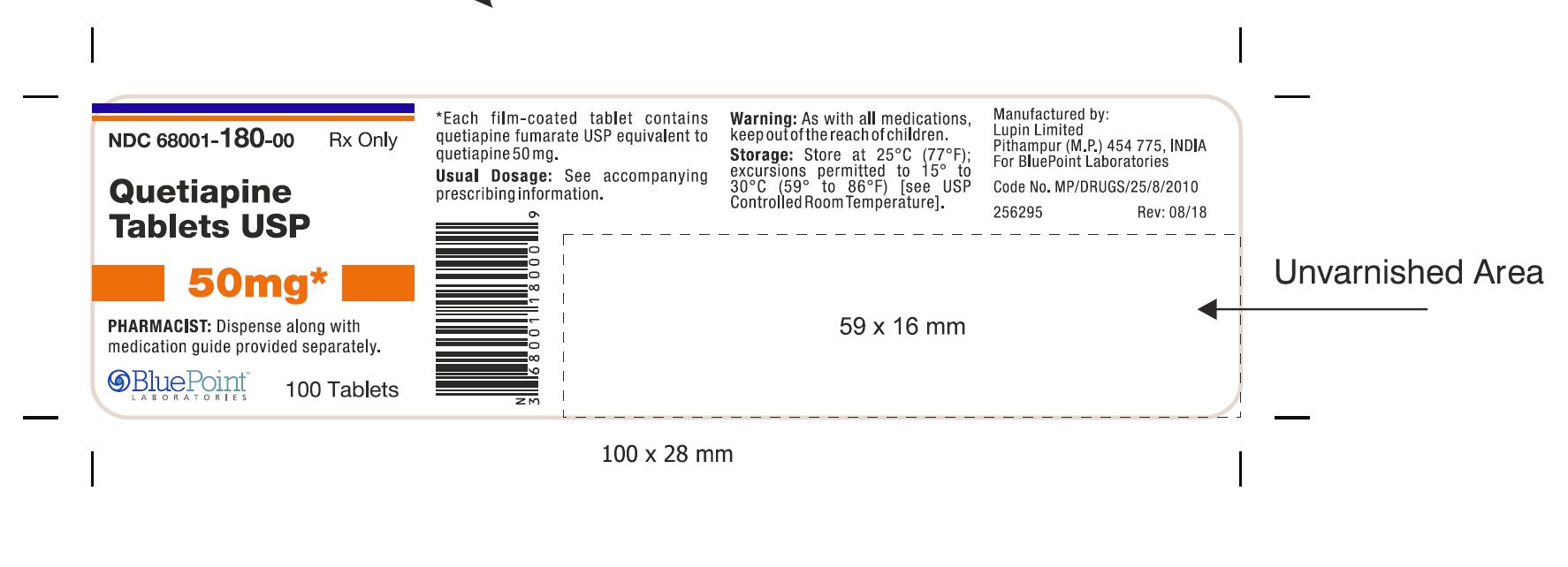Quetiapine USP Tablets 50mg 100 Tablets (Pithampur) Rev 08-18.JPG