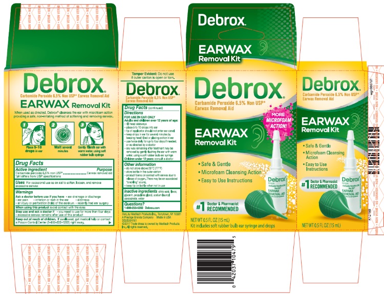 PRINCIPAL DISPLAY PANEL
Debrox DROPS
Carbamide Peroxide 6.5% Non USP*
Earwax Removal Aid
½ FL OZ (15mL)