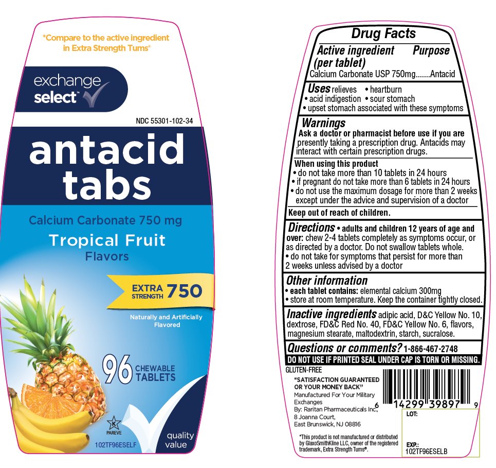 Tropical Fruit Flavor Antacid 96 CT Calcium Carbonate