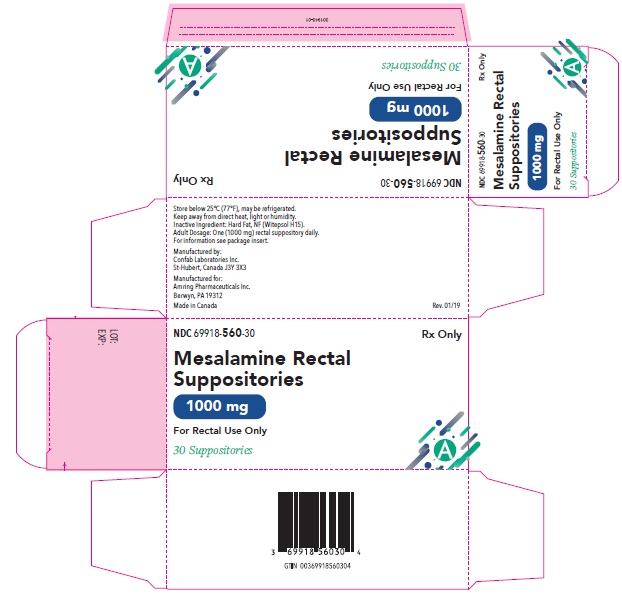 Mesalamine Rectal Suppositories 1000 mg Carton Label