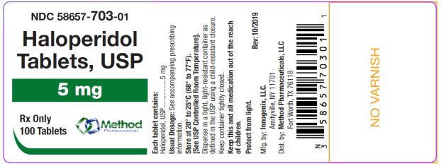 PRINCIPAL DISPLAY PANEL
NDC: <a href=/NDC/58657-703-01>58657-703-01</a>
Haloperidol 
Tablets, USP
5 mg
Rx Only
100 Tablets
