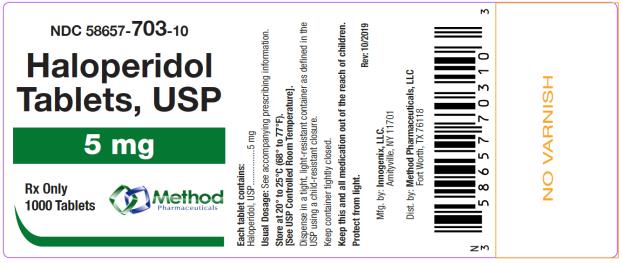 PRINCIPAL DISPLAY PANEL
NDC: <a href=/NDC/58657-703-10>58657-703-10</a>
Haloperidol 
Tablets, USP
5 mg
Rx Only
1000 Tablets
