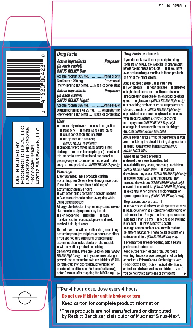 CAREONE SINUS RELIEF DAY TIME NIGHT TIME- acetaminophen, guaifenesin ...