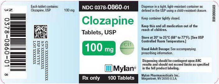 Clozapine Tablets 100 mg Bottle Label