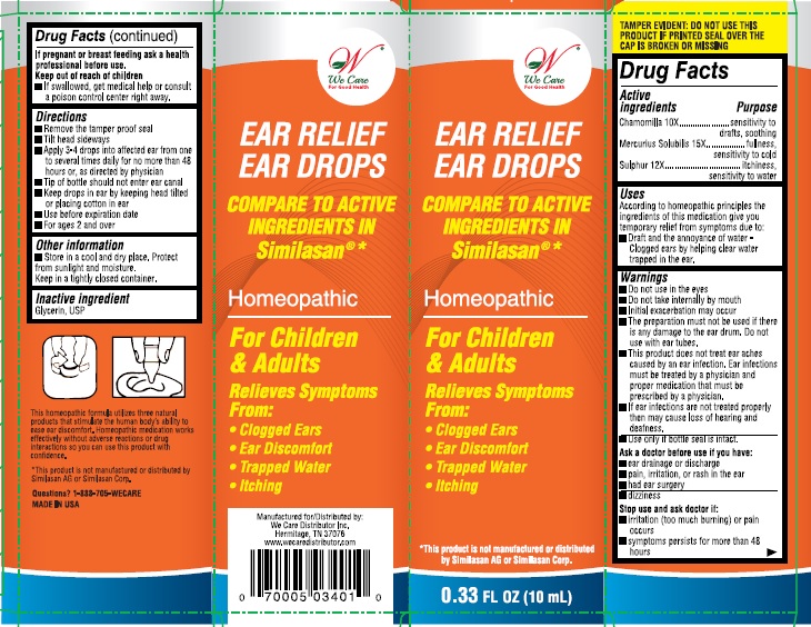 EAR RELIEF EAR DROPS- chamomilla, mercurius solubilis, and sulphur solution
