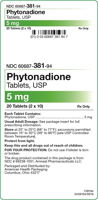 5 mg Phytonadione Tablet Carton