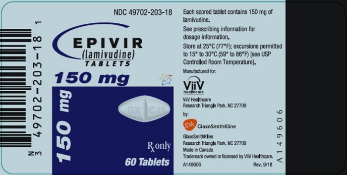 Epivir 150 mg 60 count label