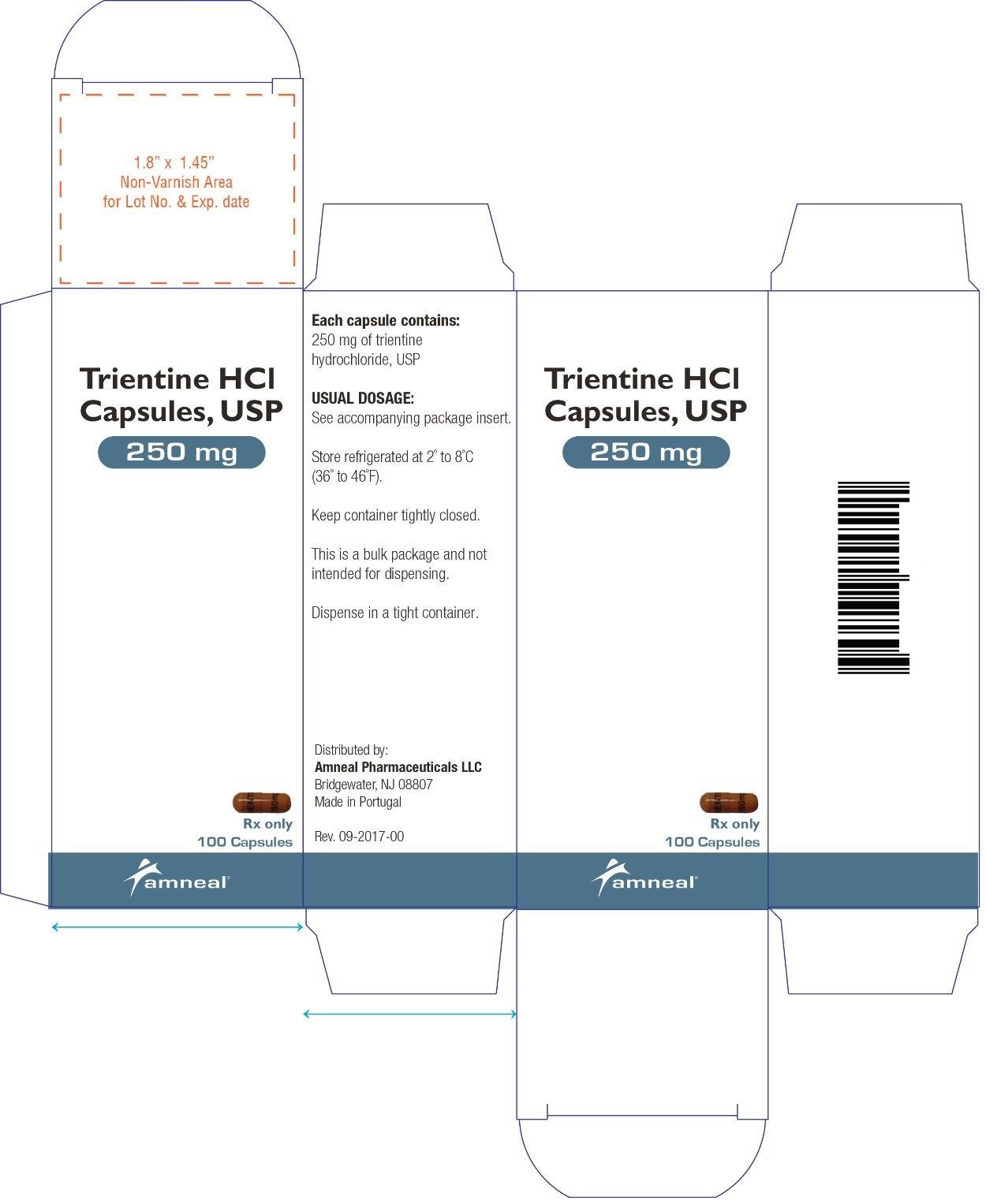 Trientine HCL capsules carton label