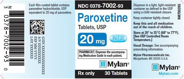 Paroxetine Tablets, USP 20 mg Bottle Labels