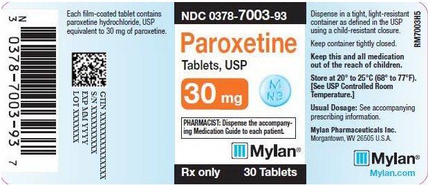 Paroxetine Tablets, USP 30 mg Bottle Labels
