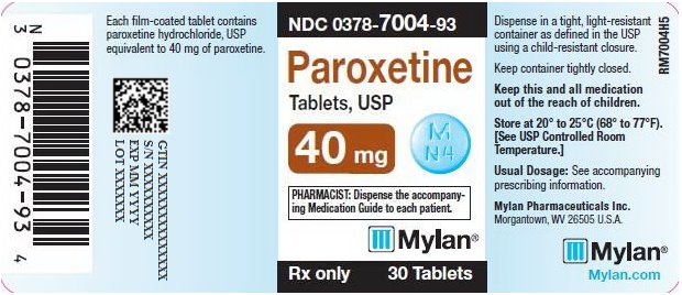 Paroxetine Tablets, USP 40 mg Bottle Labels