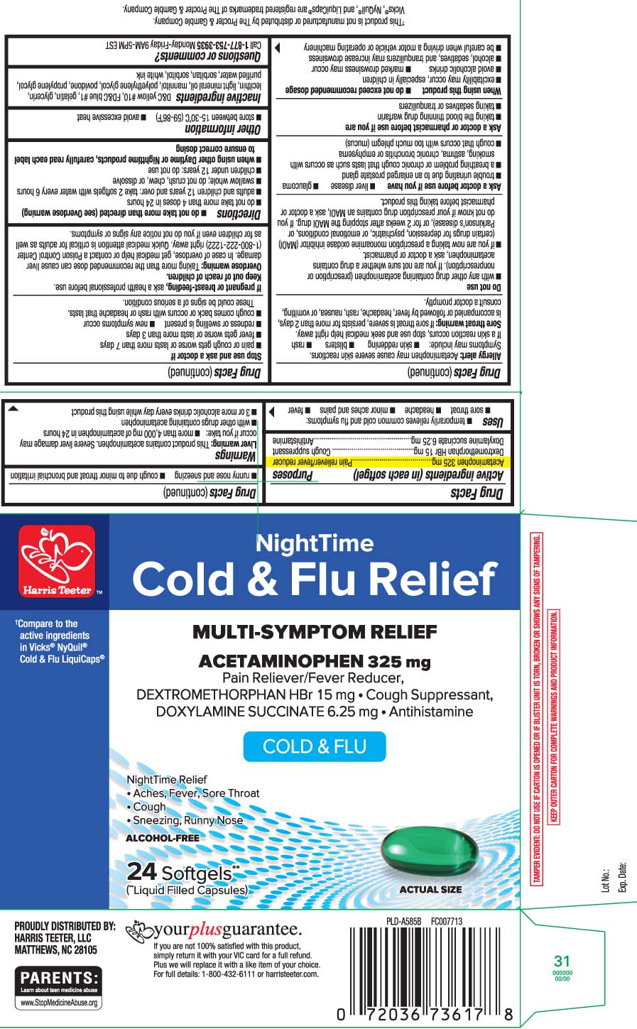 Acetaminophen325 mg, Dextromethorphan HBr 15 mg, Doxylamine Succinate 6.25 mg