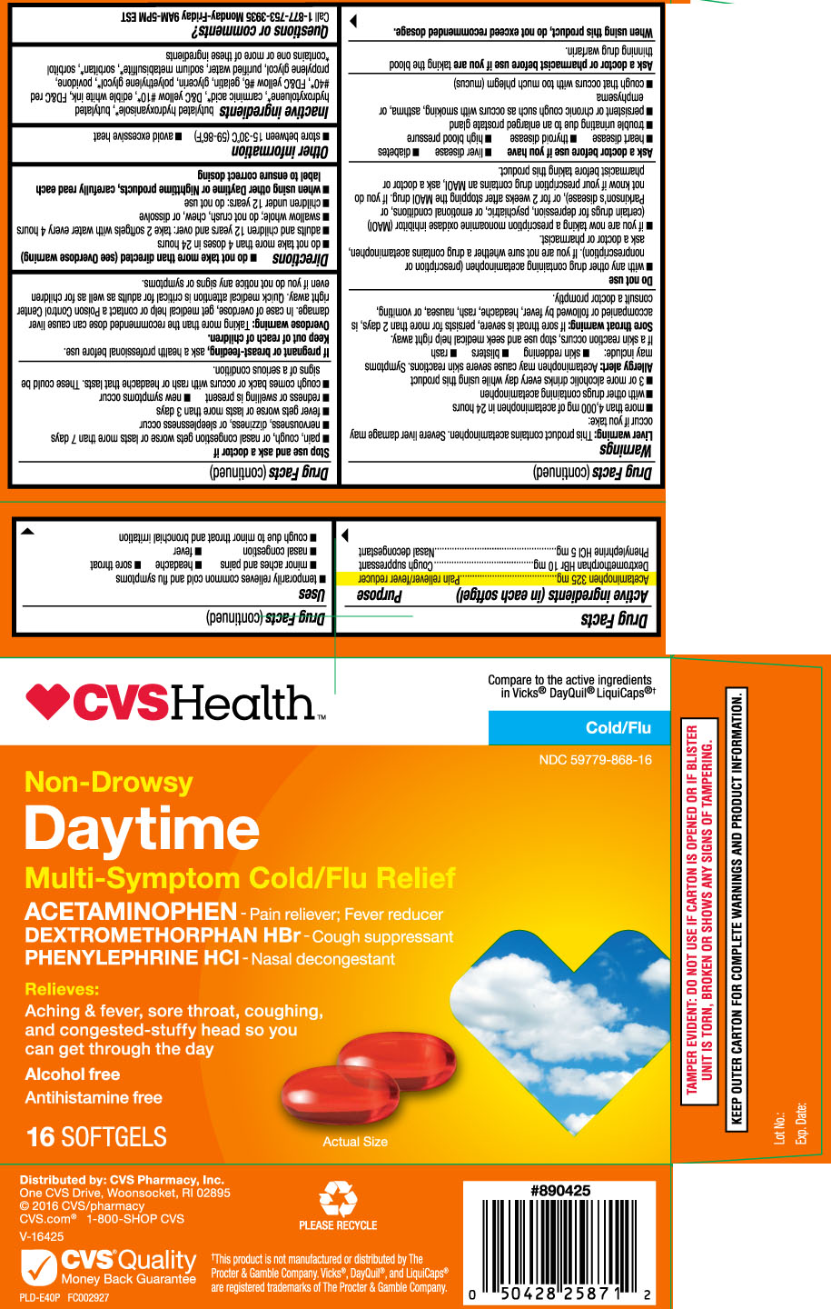 Acetaminophen 325 mg, Dextromethorphan HBr 10 mg, Phenylephrine HCI 5 mg