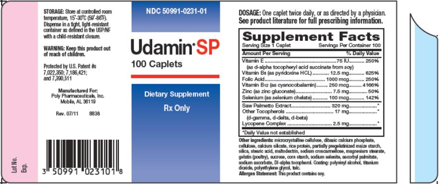 NDC: <a href=/NDC/50991-0231-0>50991-0231-0</a>1
Udamin SP
100 Caplets
Dietary Supplement
Rx Only
