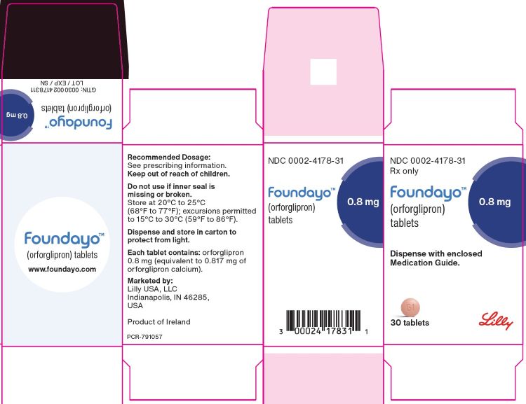 FOUNDAYO (orforglipron) tablets 0.8 mg 30 count Package
