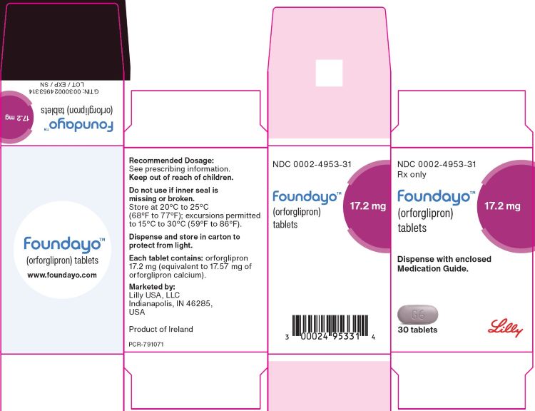 FOUNDAYO (orforglipron) tablets 17.2 mg 30 count Package
