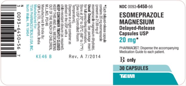 Esomeprazole Magnesium Delayed-Release Capsules USP, 20 mg*, 30s Label