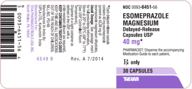 Esomeprazole Magnesium Delayed-Release Capsules USP, 40 mg*, 30s Label