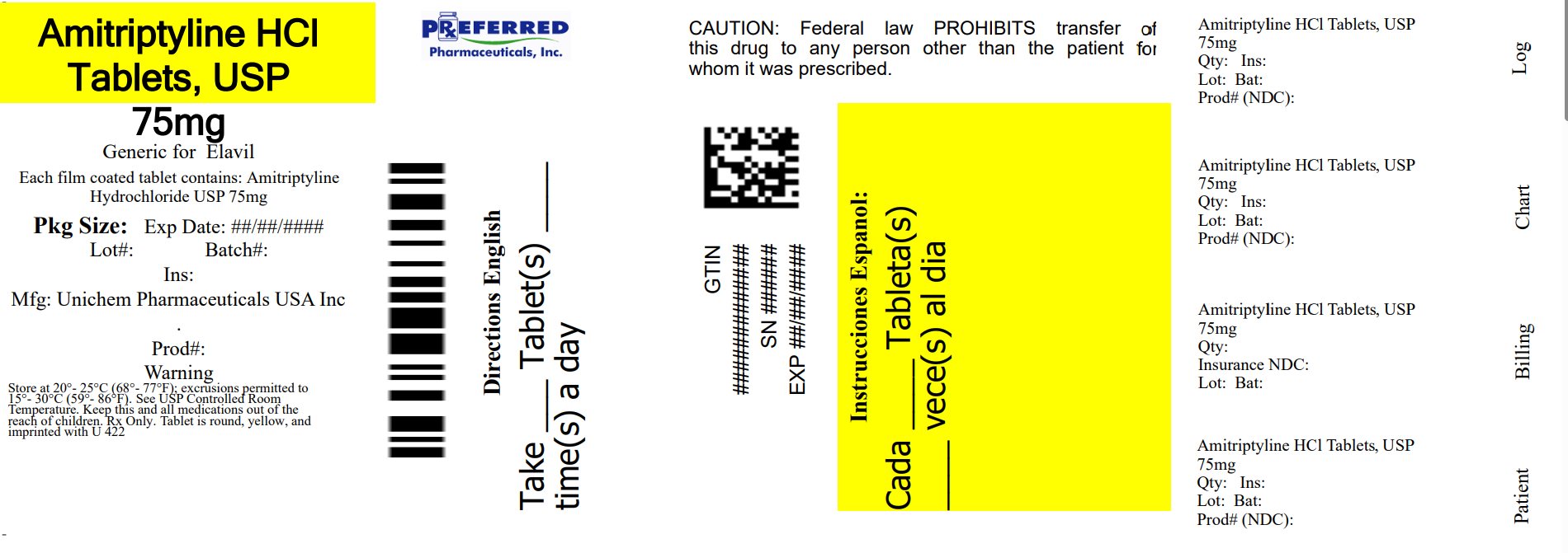 Amitriptyline HCl Tablets USP 75mg 