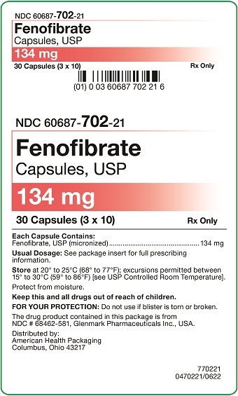 134 mg Fenofibrate Capsules Carton