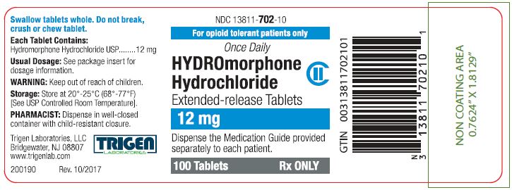 Hydromorphone HCl Extended-release Tablets 12 mg Bottle Label