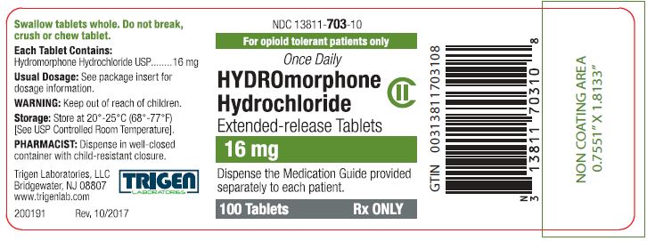 Hydromorphone HCl Extended-release Tablets 16 mg Bottle Label